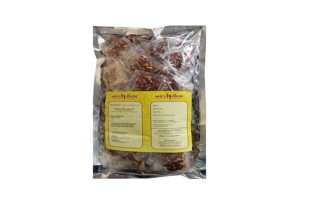 Mirchillion Premium Red Chilli flakes Sachets   Pack  200 pcs